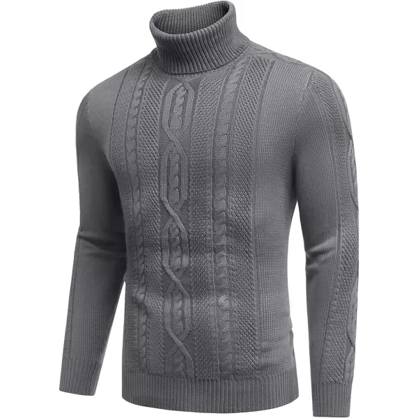 COOFANDY Men's Slim Fit Turtleneck Sweater Casual Warm Twisted Knitted Pullover Sweaters