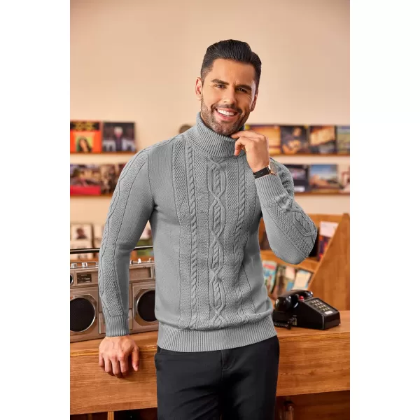 COOFANDY Men's Slim Fit Turtleneck Sweater Casual Warm Twisted Knitted Pullover Sweaters