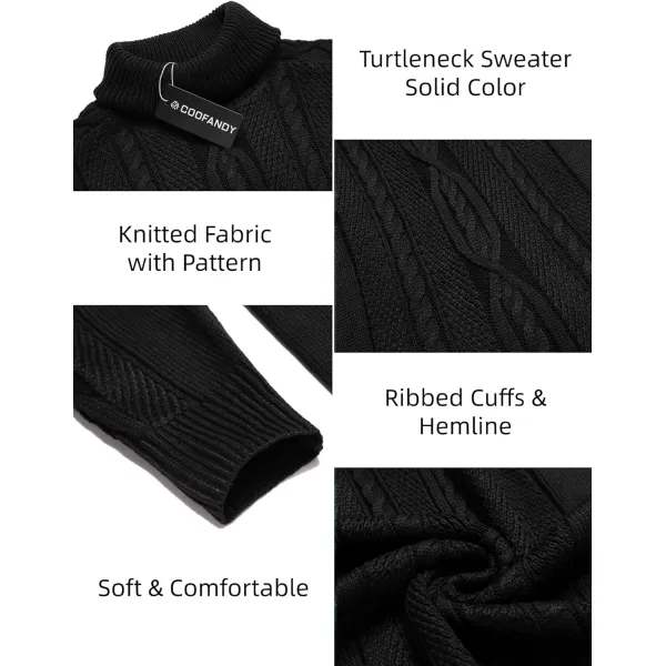 COOFANDY Men's Slim Fit Turtleneck Sweater Casual Warm Twisted Knitted Pullover Sweaters