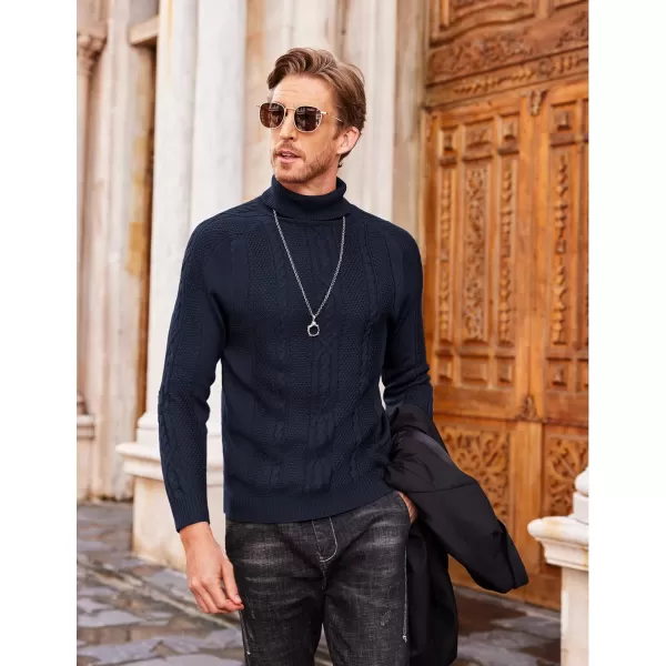 COOFANDY Men's Slim Fit Turtleneck Sweater Casual Warm Twisted Knitted Pullover Sweaters