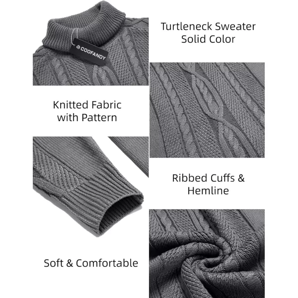 COOFANDY Men's Slim Fit Turtleneck Sweater Casual Warm Twisted Knitted Pullover Sweaters