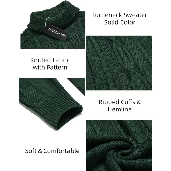 COOFANDY Men's Slim Fit Turtleneck Sweater Casual Warm Twisted Knitted Pullover Sweaters
