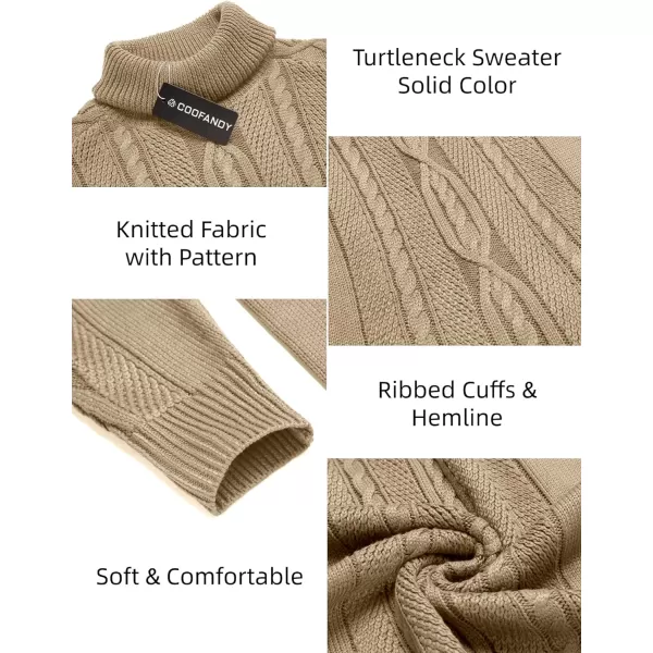 COOFANDY Men's Slim Fit Turtleneck Sweater Casual Warm Twisted Knitted Pullover Sweaters