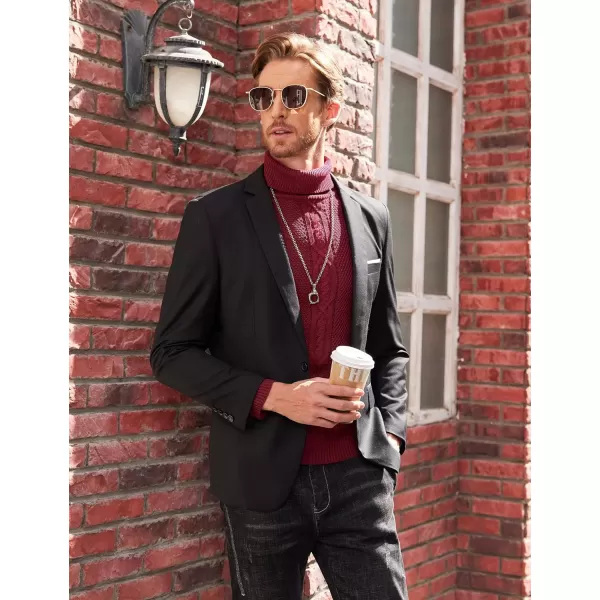 COOFANDY Men's Slim Fit Turtleneck Sweater Casual Warm Twisted Knitted Pullover Sweaters