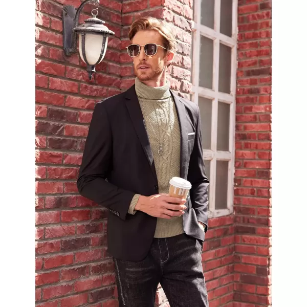 COOFANDY Men's Slim Fit Turtleneck Sweater Casual Warm Twisted Knitted Pullover Sweaters