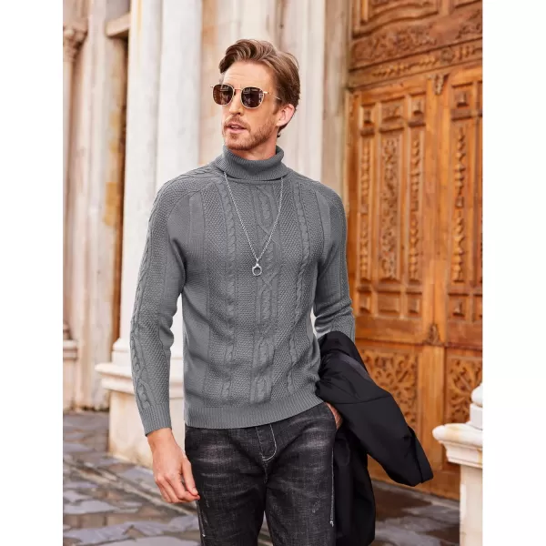 COOFANDY Men's Slim Fit Turtleneck Sweater Casual Warm Twisted Knitted Pullover Sweaters