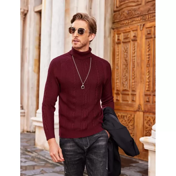 COOFANDY Men's Slim Fit Turtleneck Sweater Casual Warm Twisted Knitted Pullover Sweaters