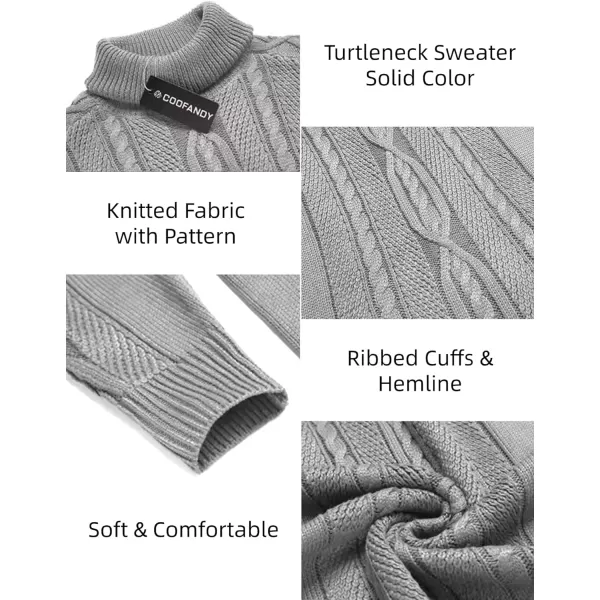 COOFANDY Men's Slim Fit Turtleneck Sweater Casual Warm Twisted Knitted Pullover Sweaters
