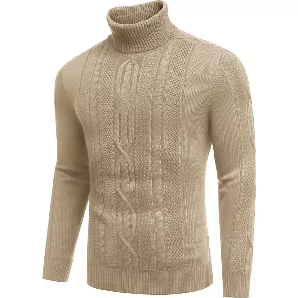 COOFANDY Men's Slim Fit Turtleneck Sweater Casual Warm Twisted Knitted Pullover Sweaters