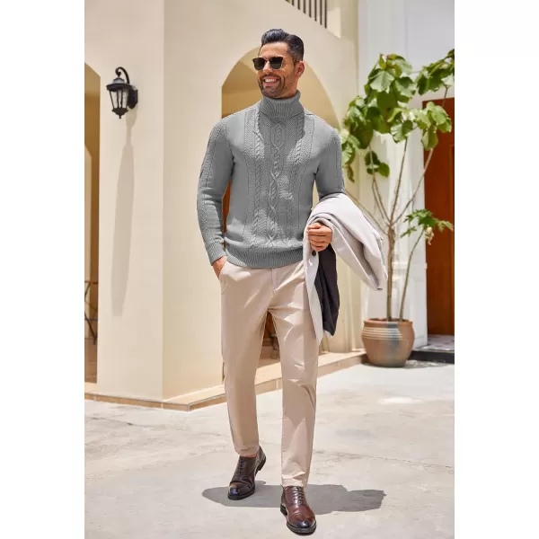 COOFANDY Men's Slim Fit Turtleneck Sweater Casual Warm Twisted Knitted Pullover Sweaters
