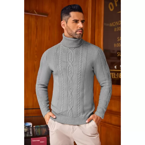 COOFANDY Men's Slim Fit Turtleneck Sweater Casual Warm Twisted Knitted Pullover Sweaters