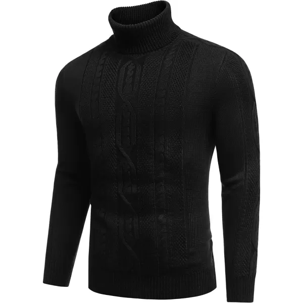 COOFANDY Men's Slim Fit Turtleneck Sweater Casual Warm Twisted Knitted Pullover Sweaters