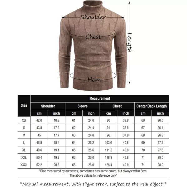 COOFANDY Men's Slim Fit Turtleneck Sweater Long Sleeve Casual Knitted Pullover Sweaters