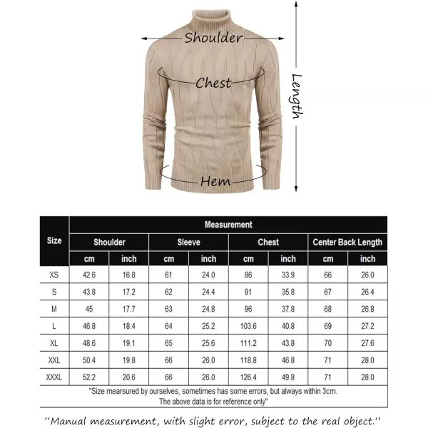 COOFANDY Men's Slim Fit Turtleneck Sweater Long Sleeve Casual Knitted Pullover Sweaters