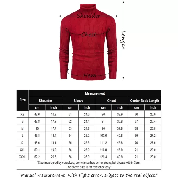 COOFANDY Men's Slim Fit Turtleneck Sweater Long Sleeve Casual Knitted Pullover Sweaters