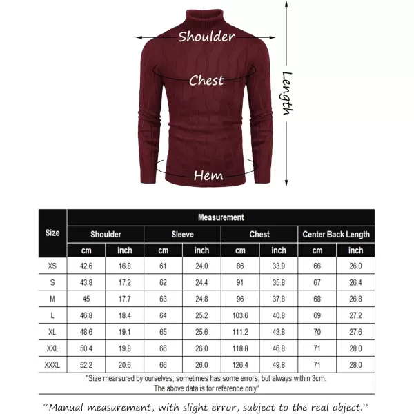 COOFANDY Men's Slim Fit Turtleneck Sweater Long Sleeve Casual Knitted Pullover Sweaters