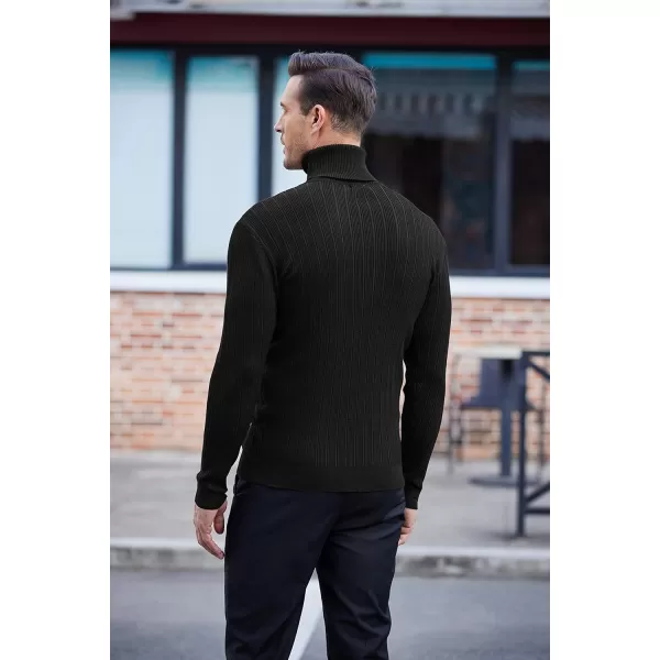 COOFANDY Men's Slim Fit Turtleneck Sweater Ribbed Knitted High Neck Pullover Sweaters