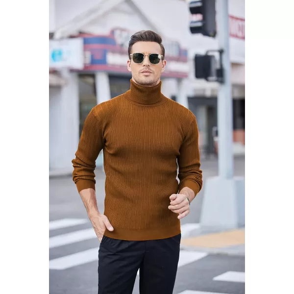 COOFANDY Men's Slim Fit Turtleneck Sweater Ribbed Knitted High Neck Pullover Sweaters