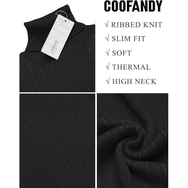 COOFANDY Men's Slim Fit Turtleneck Sweater Ribbed Knitted High Neck Pullover Sweaters