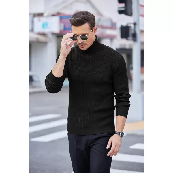 COOFANDY Men's Slim Fit Turtleneck Sweater Ribbed Knitted High Neck Pullover Sweaters