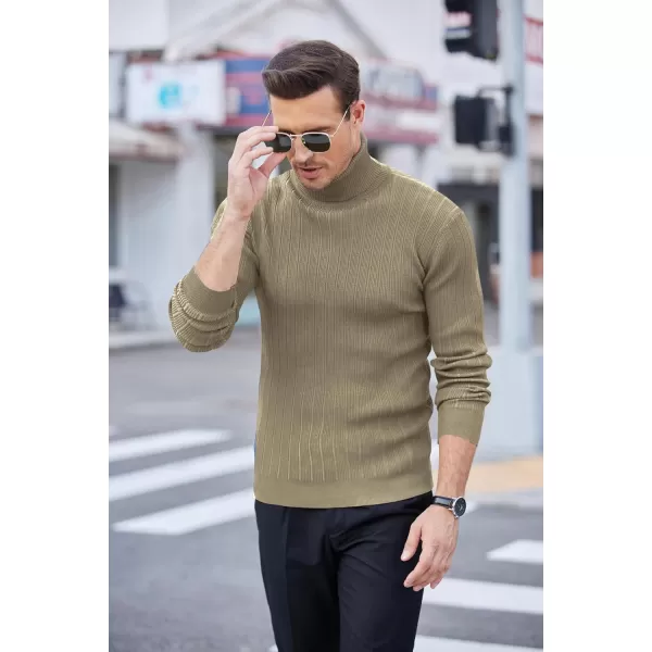 COOFANDY Men's Slim Fit Turtleneck Sweater Ribbed Knitted High Neck Pullover Sweaters