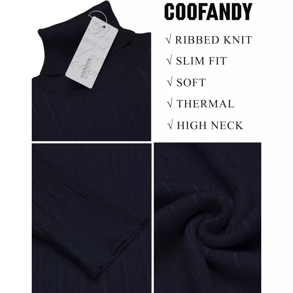 COOFANDY Men's Slim Fit Turtleneck Sweater Ribbed Knitted High Neck Pullover Sweaters