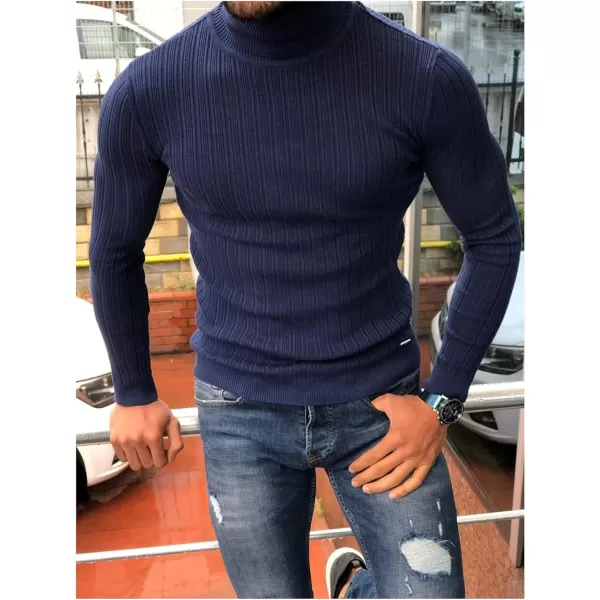 COOFANDY Men's Slim Fit Turtleneck Sweater Ribbed Knitted High Neck Pullover Sweaters