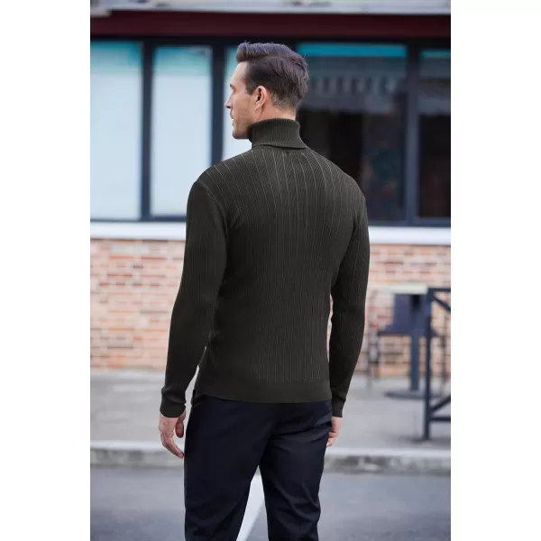 COOFANDY Men's Slim Fit Turtleneck Sweater Ribbed Knitted High Neck Pullover Sweaters