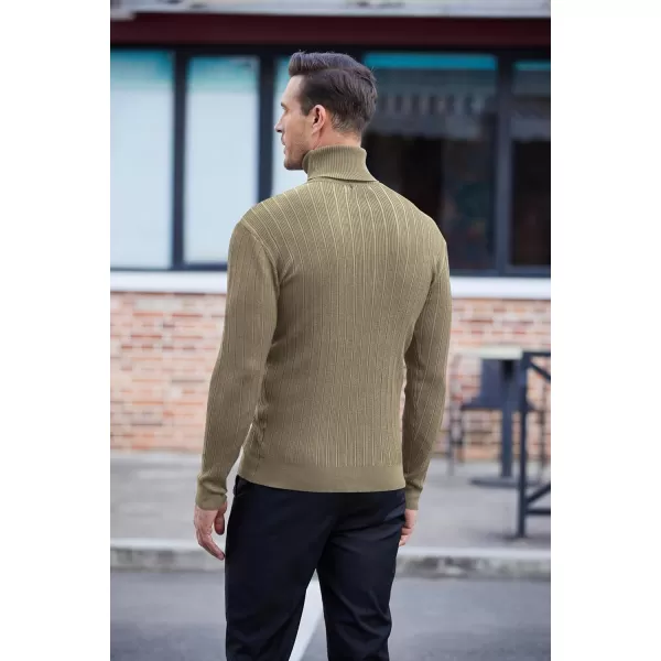 COOFANDY Men's Slim Fit Turtleneck Sweater Ribbed Knitted High Neck Pullover Sweaters