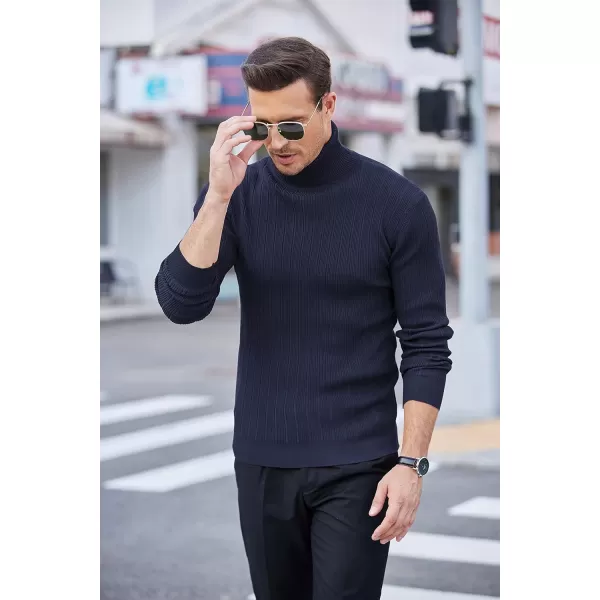 COOFANDY Men's Slim Fit Turtleneck Sweater Ribbed Knitted High Neck Pullover Sweaters