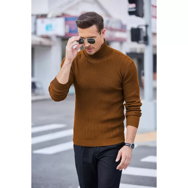 COOFANDY Men's Slim Fit Turtleneck Sweater Ribbed Knitted High Neck Pullover Sweaters
