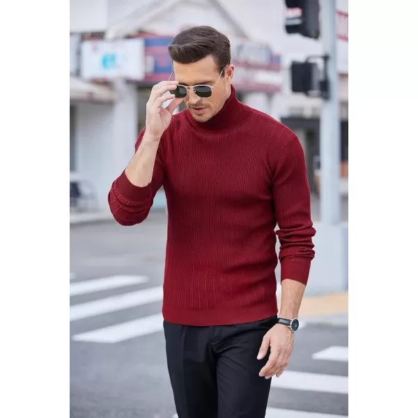 COOFANDY Men's Slim Fit Turtleneck Sweater Ribbed Knitted High Neck Pullover Sweaters
