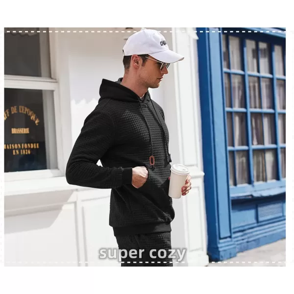 COOFANDY Men's Sweatsuits Sets 2 Piece Outfits Hooded Athletic Tracksuit Plaid Jacquard Jogging Suit Set