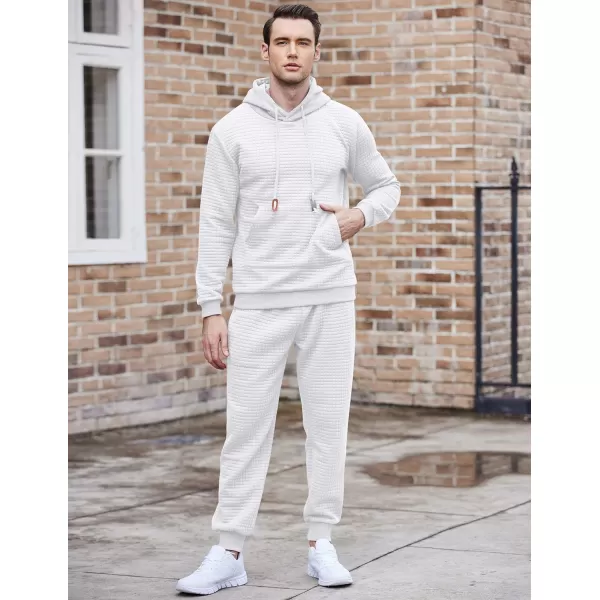 COOFANDY Men's Sweatsuits Sets 2 Piece Outfits Hooded Athletic Tracksuit Plaid Jacquard Jogging Suit Set