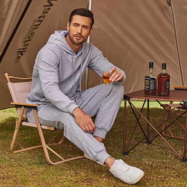 COOFANDY Men's Sweatsuits Sets 2 Piece Outfits Hooded Athletic Tracksuit Plaid Jacquard Jogging Suit Set