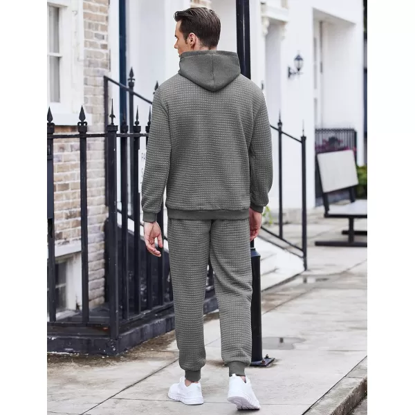 COOFANDY Men's Sweatsuits Sets 2 Piece Outfits Hooded Athletic Tracksuit Plaid Jacquard Jogging Suit Set