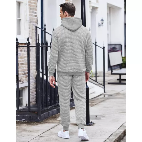 COOFANDY Men's Sweatsuits Sets 2 Piece Outfits Hooded Athletic Tracksuit Plaid Jacquard Jogging Suit Set