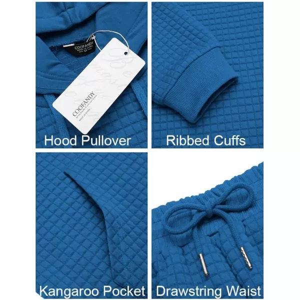 COOFANDY Men's Sweatsuits Sets 2 Piece Outfits Hooded Athletic Tracksuit Plaid Jacquard Jogging Suit Set