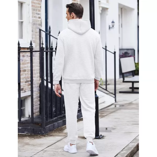 COOFANDY Men's Sweatsuits Sets 2 Piece Outfits Hooded Athletic Tracksuit Plaid Jacquard Jogging Suit Set