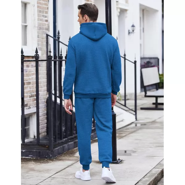 COOFANDY Men's Sweatsuits Sets 2 Piece Outfits Hooded Athletic Tracksuit Plaid Jacquard Jogging Suit Set