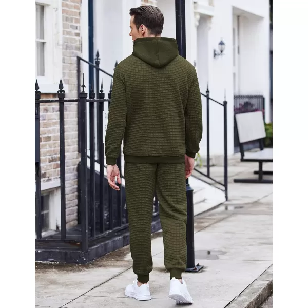 COOFANDY Men's Sweatsuits Sets 2 Piece Outfits Hooded Athletic Tracksuit Plaid Jacquard Jogging Suit Set