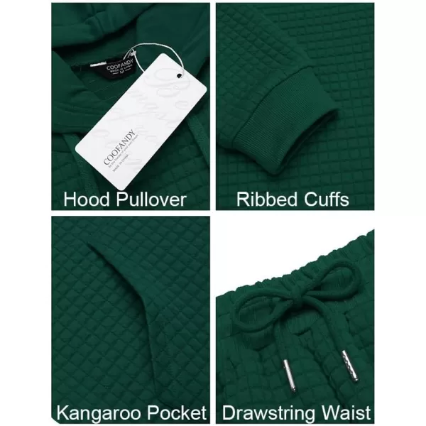 COOFANDY Men's Sweatsuits Sets 2 Piece Outfits Hooded Athletic Tracksuit Plaid Jacquard Jogging Suit Set