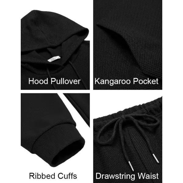 COOFANDY Men's Tracksuits 2 Pieces Waffle Hoodies Sweatsuit Sets Sports Jogging Suit Set