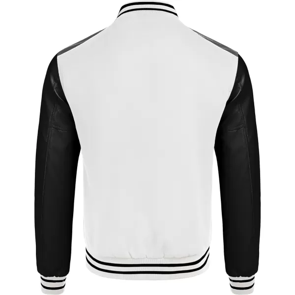 COOFANDY Mens Varsity Jacket Casual Leather Sleeve Baseball Letterman Bomber Jacket Coat