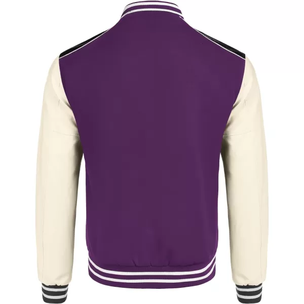 COOFANDY Mens Varsity Jacket Casual Leather Sleeve Baseball Letterman Bomber Jacket Coat
