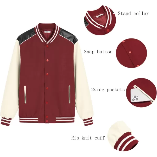COOFANDY Mens Varsity Jacket Casual Leather Sleeve Baseball Letterman Bomber Jacket Coat
