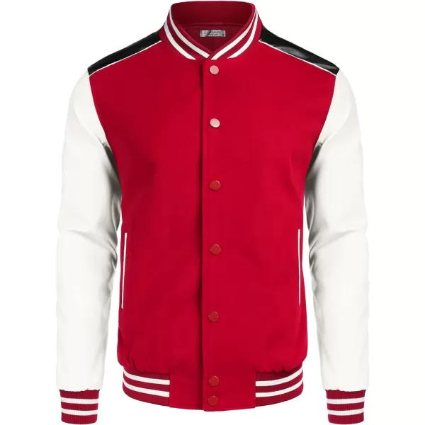 COOFANDY Mens Varsity Jacket Casual Leather Sleeve Baseball Letterman Bomber Jacket Coat