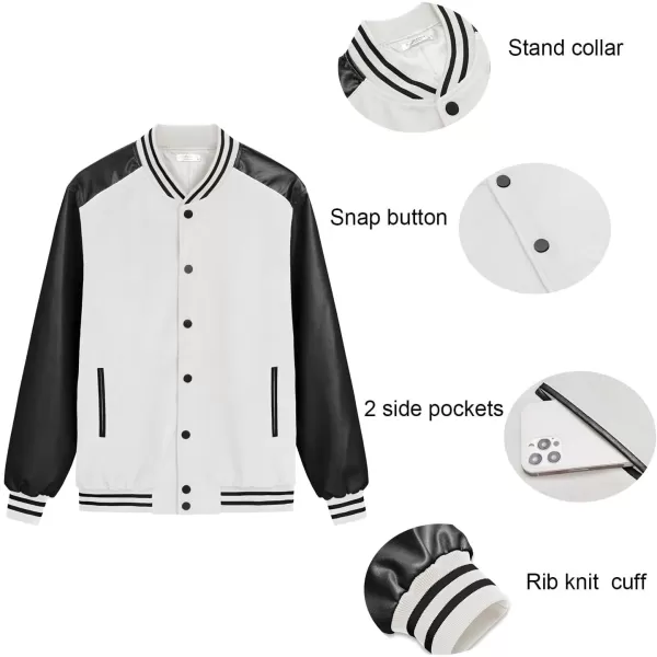 COOFANDY Mens Varsity Jacket Casual Leather Sleeve Baseball Letterman Bomber Jacket Coat