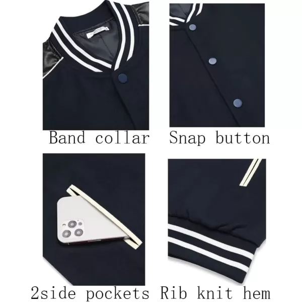 COOFANDY Mens Varsity Jacket Casual Leather Sleeve Baseball Letterman Bomber Jacket Coat