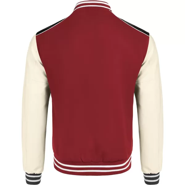 COOFANDY Mens Varsity Jacket Casual Leather Sleeve Baseball Letterman Bomber Jacket Coat